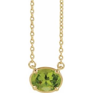 14K Yellow Gold Vermeil Natural Peridot Claw-Prong Bezel-Style 18" Necklace