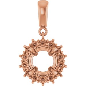 14K Rose Gold 8 mm Round Pendant Mounting – image 2