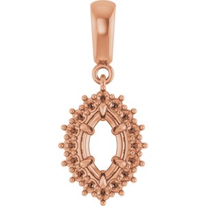 10K Rose Gold 8x4.5 mm Marquise Pendant Mounting – image 2