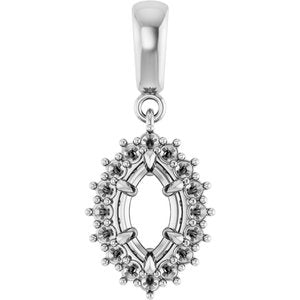 18K White Gold 8x4.5 mm Marquise Pendant Mounting – image 2