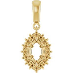 10K Yellow Gold 8x4.5 mm Marquise Pendant Mounting – image 2