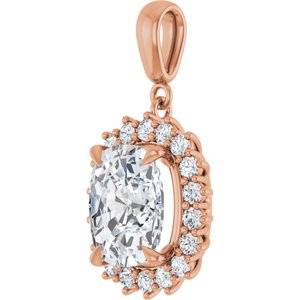 10K Rose Gold 11x9 mm Elongated Cushion Pendant Mounting – image 3
