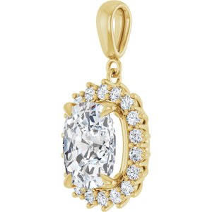 18K Yellow Gold 11x9 mm Elongated Cushion Pendant Mounting – image 3
