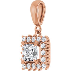 18K Rose Gold 5x5 mm Square Pendant Mounting – image 3