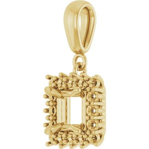 18K Yellow Gold 5x5 mm Square Pendant Mounting – image 4