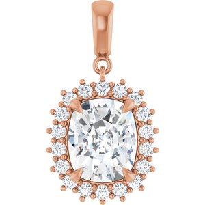 10K Rose Gold 11x9 mm Elongated Cushion Pendant Mounting