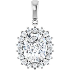 Sterling Silver 11x9 mm Elongated Cushion Pendant Mounting