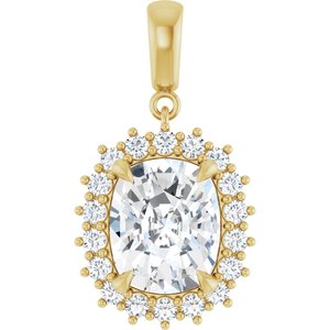 10K Yellow Gold 11x9 mm Elongated Cushion Pendant Mounting