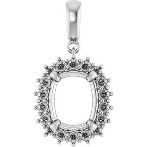 Sterling Silver 11x9 mm Elongated Cushion Pendant Mounting – image 2