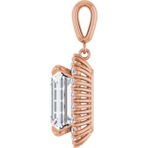 10K Rose Gold 14x12 mm Emerald Pendant Mounting – image 5