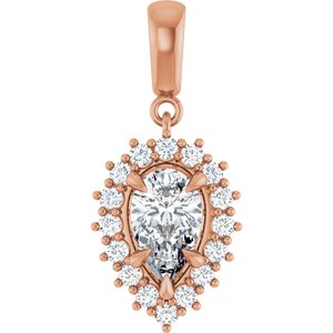 14K Rose Gold 9x5.5 mm Pear Pendant Mounting