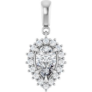 14Kx1 White Gold 9x5.5 mm Pear Pendant Mounting
