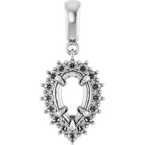 14K White Gold 9x5.5 mm Pear Pendant Mounting – image 2
