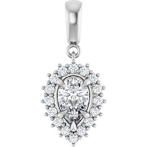 18K White Gold 8x5 mm Pear Pendant Mounting
