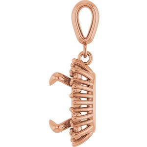 10K Rose Gold 10x10 mm Cushion Pendant Mounting – image 6