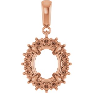 18K Rose Gold 11x9 mm Oval Pendant Mounting – image 2