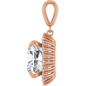 10K Rose Gold 14x14 mm Cushion Pendant Mounting – image 5