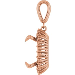 18K Rose Gold 14x14 mm Cushion Pendant Mounting – image 6