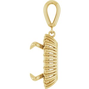 10K Yellow Gold 14x14 mm Cushion Pendant Mounting – image 6