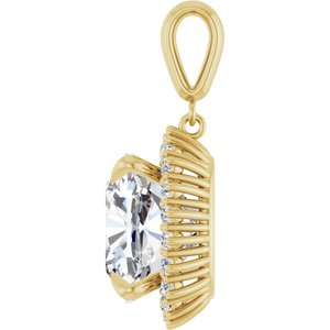 10K Yellow Gold 14x14 mm Cushion Pendant Mounting – image 5