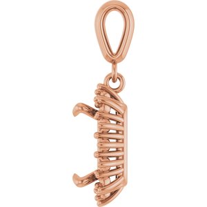 10K Rose Gold 9x7 mm Emerald Pendant Mounting – image 6