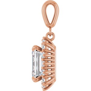 14K Rose Gold 9x7 mm Emerald Pendant Mounting – image 5