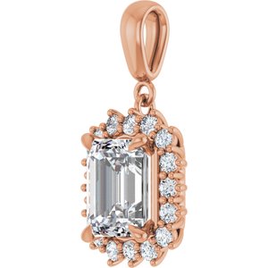 10K Rose Gold 9x7 mm Emerald Pendant Mounting – image 3