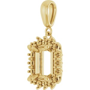 14K Yellow Gold 9x7 mm Emerald Pendant Mounting – image 4