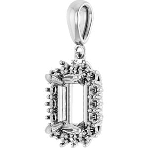 14K White Gold 9x7 mm Emerald Pendant Mounting – image 4