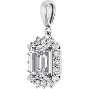 10K White Gold 9x7 mm Emerald Pendant Mounting – image 3