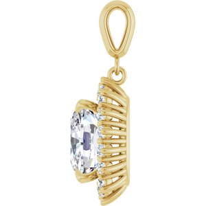 18K Yellow Gold 11x9 mm Elongated Cushion Pendant Mounting – image 5