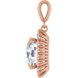14K Rose Gold 11x9 mm Elongated Cushion Pendant Mounting – image 5
