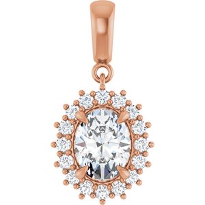 18K Rose Gold 8.5x6.5 mm Oval Pendant Mounting