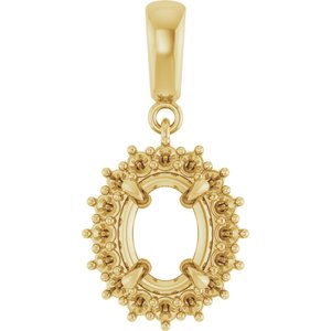 14K Yellow Gold 8.5x6.5 mm Oval Pendant Mounting – image 2