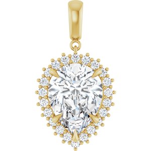 18K Yellow Gold 16x12 mm Pear Pendant Mounting