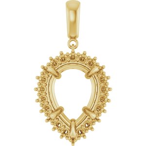 10K Yellow Gold 16x12 mm Pear Pendant Mounting – image 2