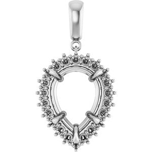 14Kx1 White Gold 16x12 mm Pear Pendant Mounting – image 2
