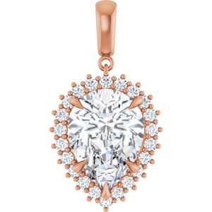 10K Rose Gold 16x12 mm Pear Pendant Mounting