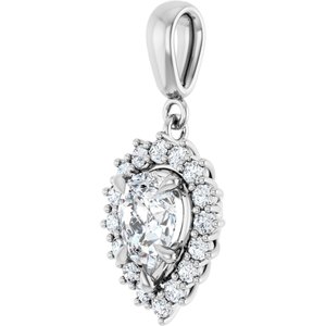 14K White Gold 8x6 mm Pear Pendant Mounting – image 3