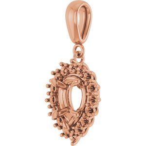 14K Rose Gold 8x6 mm Pear Pendant Mounting – image 4