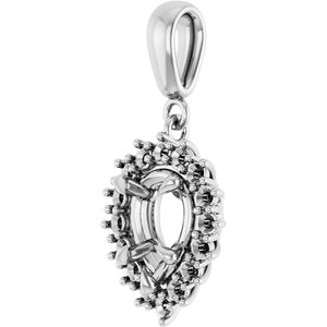 14K White Gold 8x6 mm Pear Pendant Mounting – image 4