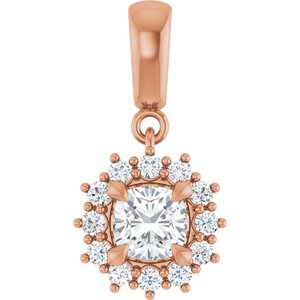 10K Rose Gold 5x5 mm Cushion Pendant Mounting