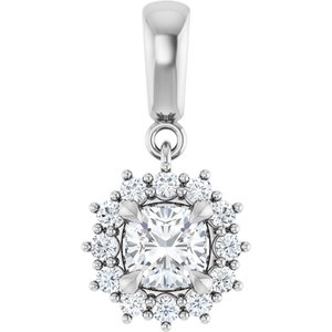 14Kx1 White Gold 5x5 mm Cushion Pendant Mounting