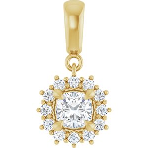10K Yellow Gold 5x5 mm Cushion Pendant Mounting