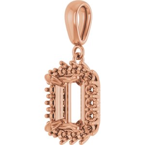 10K Rose Gold 8.5x6.5 mm Emerald Pendant Mounting – image 4