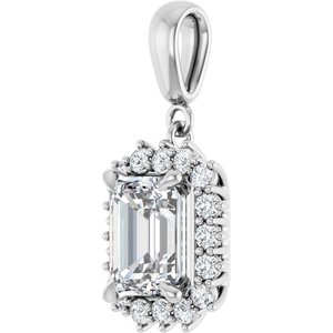 18K White Gold 8.5x6.5 mm Emerald Pendant Mounting – image 3