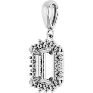 18K White Gold 8.5x6.5 mm Emerald Pendant Mounting – image 4