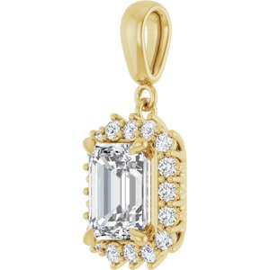 14K Yellow Gold 8.5x6.5 mm Emerald Pendant Mounting – image 3