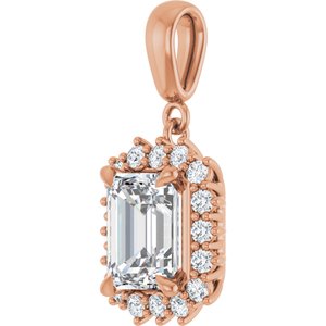 14K Rose Gold 8.5x6.5 mm Emerald Pendant Mounting – image 3