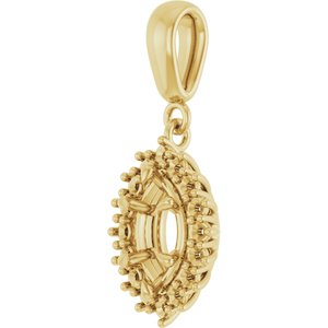 14K Yellow Gold 8x4.5 mm Marquise Pendant Mounting – image 4